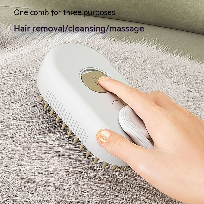 3-in-1 Electric Pet Grooming Brush with Steam and Spray for Cats and Dogs - Hair Removal and Massage Comb