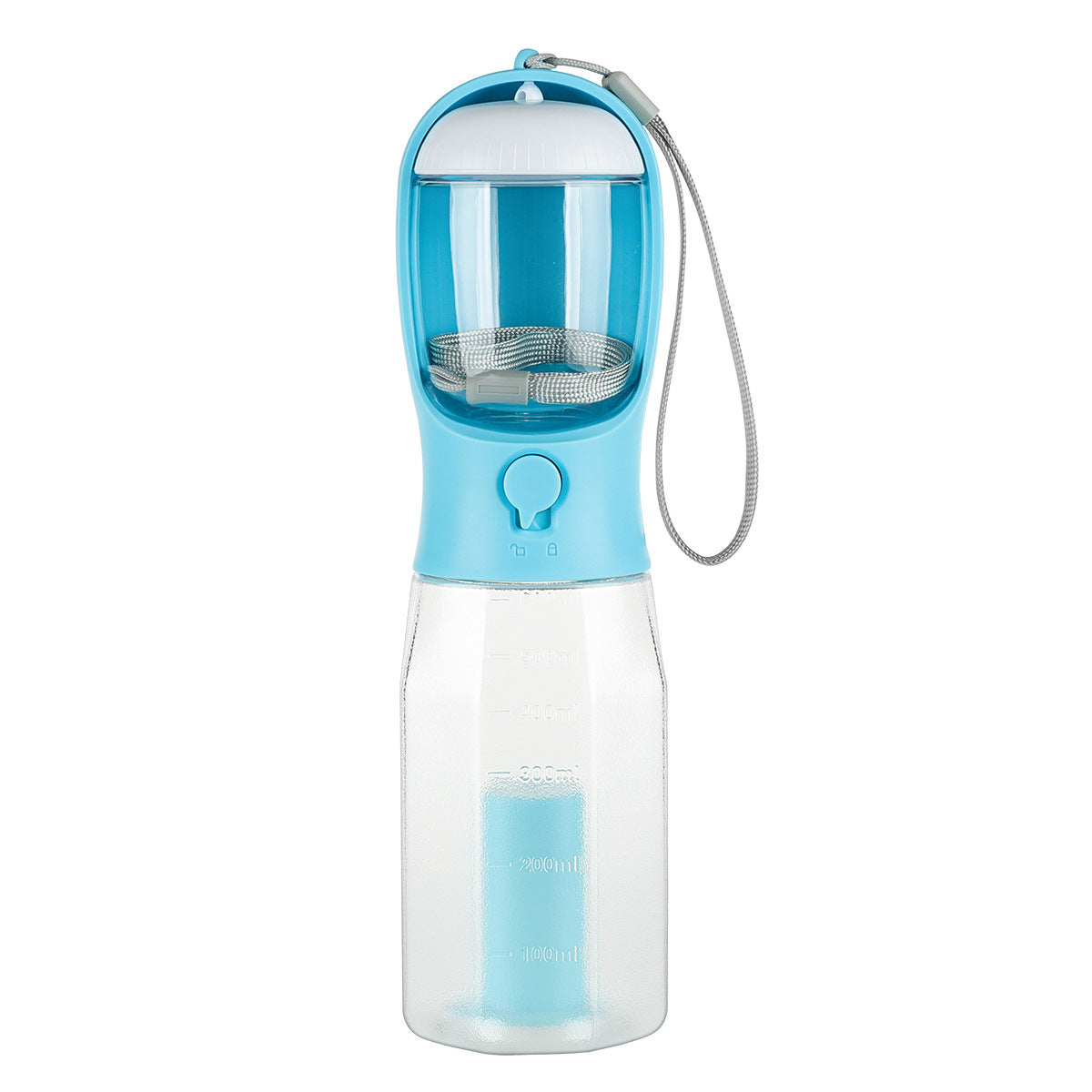 Multi-Functional Portable Pet Water Bottle – 600ml with Food Container & Waste Bag Dispenser