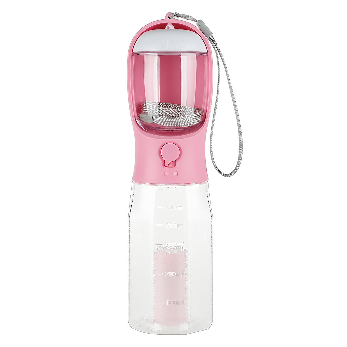 Multi-Functional Portable Pet Water Bottle – 600ml with Food Container & Waste Bag Dispenser